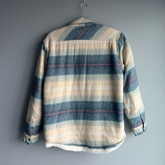 Striped Sherpa Lined Shacket - Picture 2 of 5